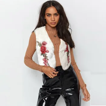 

JAYCOSIN Spring Embroidery Faux Fur Coat Vest Casual Warm Winter Jacket Slim futerko Soft fur Jacket меховые жилет casaco femini