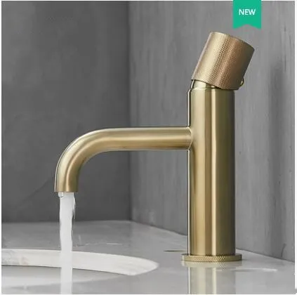brush gold short Новое поступление латунь горячая и холодная сантехника для ванной кисти черного цвета золотой смеситель ванной кран смеситель для раковины - Цвет: brush gold short