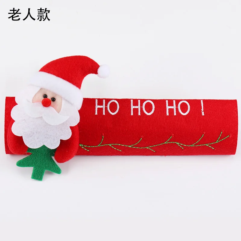 Santa Yomdid ручка холодильника крышка рождественские украшения Ручка дверцы холодильника крышки Санта Снеговик Олень вышитые крышки для домашнего декора - Цвет: Santa