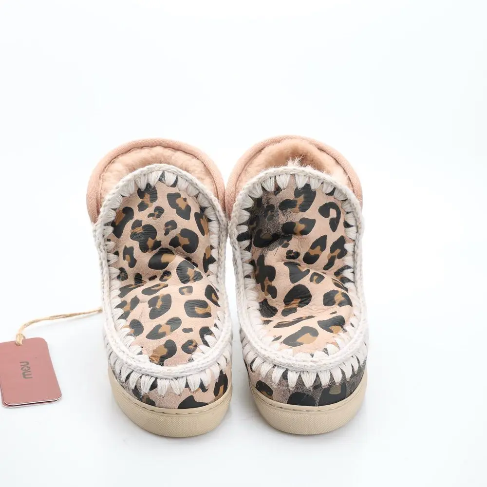 MOU SKIMO-Botas de nieve con estampado de leopardo, calzado deportivo,  interior elevado, cálido, piel de oveja integrada - AliExpress Calzado