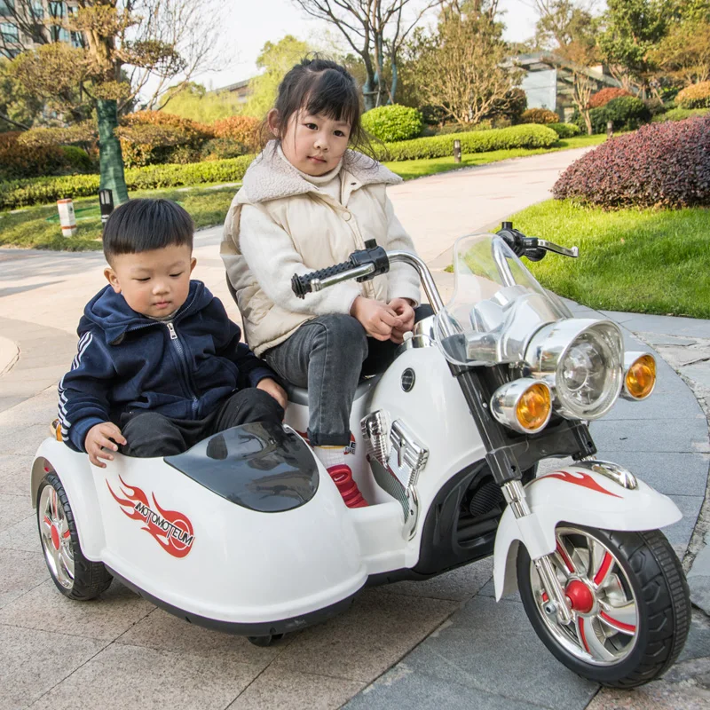 Детский Электрический Мотоцикл дети супер большой Двухместный трехколесный велосипед может кататься на игрушечной коляске двойной электрический автомобиль