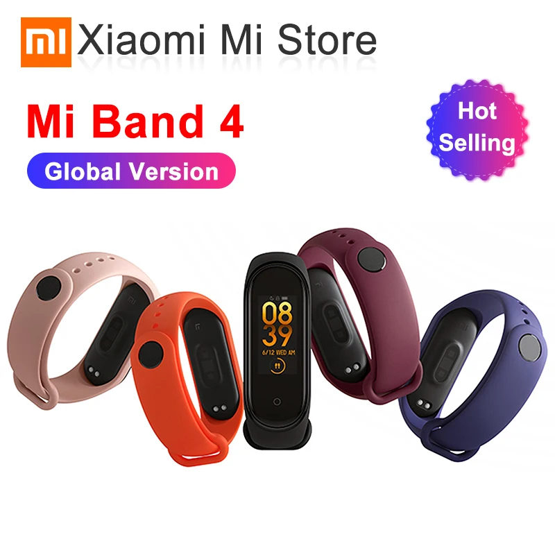 cheap In Stock Original Newest Xiaomi Mi Band 4 Bracelet Heart Rate Fitness Bluetooth 5.0 Color Screen 135mAh 50M Swimming Waterproof
