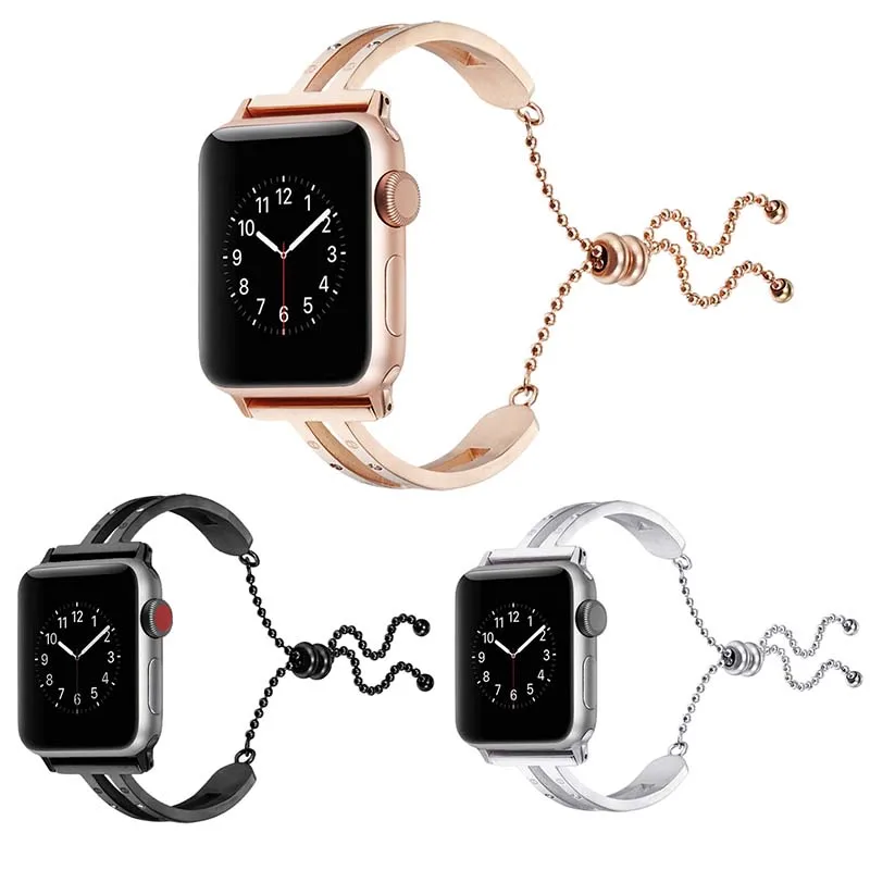 

Stainless Steel Hollow Bracelet Watch Band for Apple Watch 5 Women Fashion Bracelet Watch Strap for iwatch 38mm 40mm 42mm 44mm