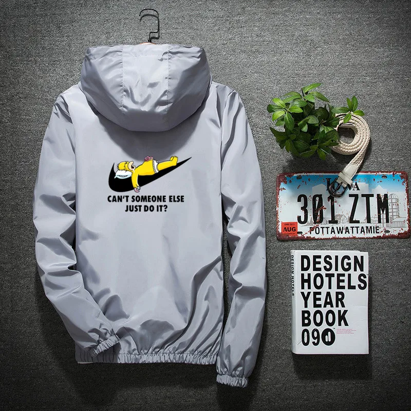 

New jacket 2019 men's casual print jacket loose handsome spring and autumn casual solid color large size baseball uniform s-7xl