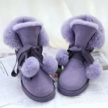 Neue Top Qualität Mode Frauen Schnee Stiefel 100% Natürliche Pelz Warme Frauen Stiefel Echtem Schaffell Leder Lace Up Winter Stiefel schuhe