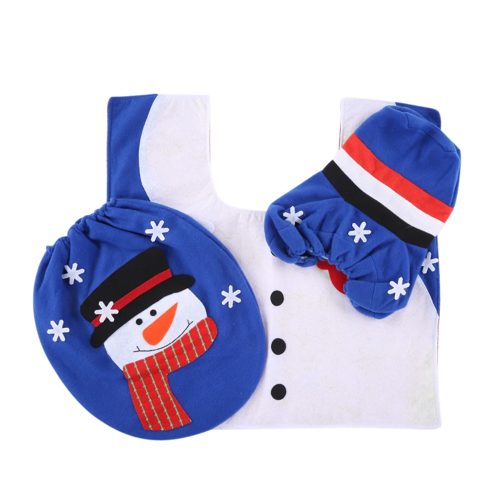as pic 1 3pcs/set Christmas Decorations Toilet Seat Cover+ U-shaped Rug+ Tank Lid Tissue Box Cover Set Christmas Decoration for Home - Цвет: as pic 1