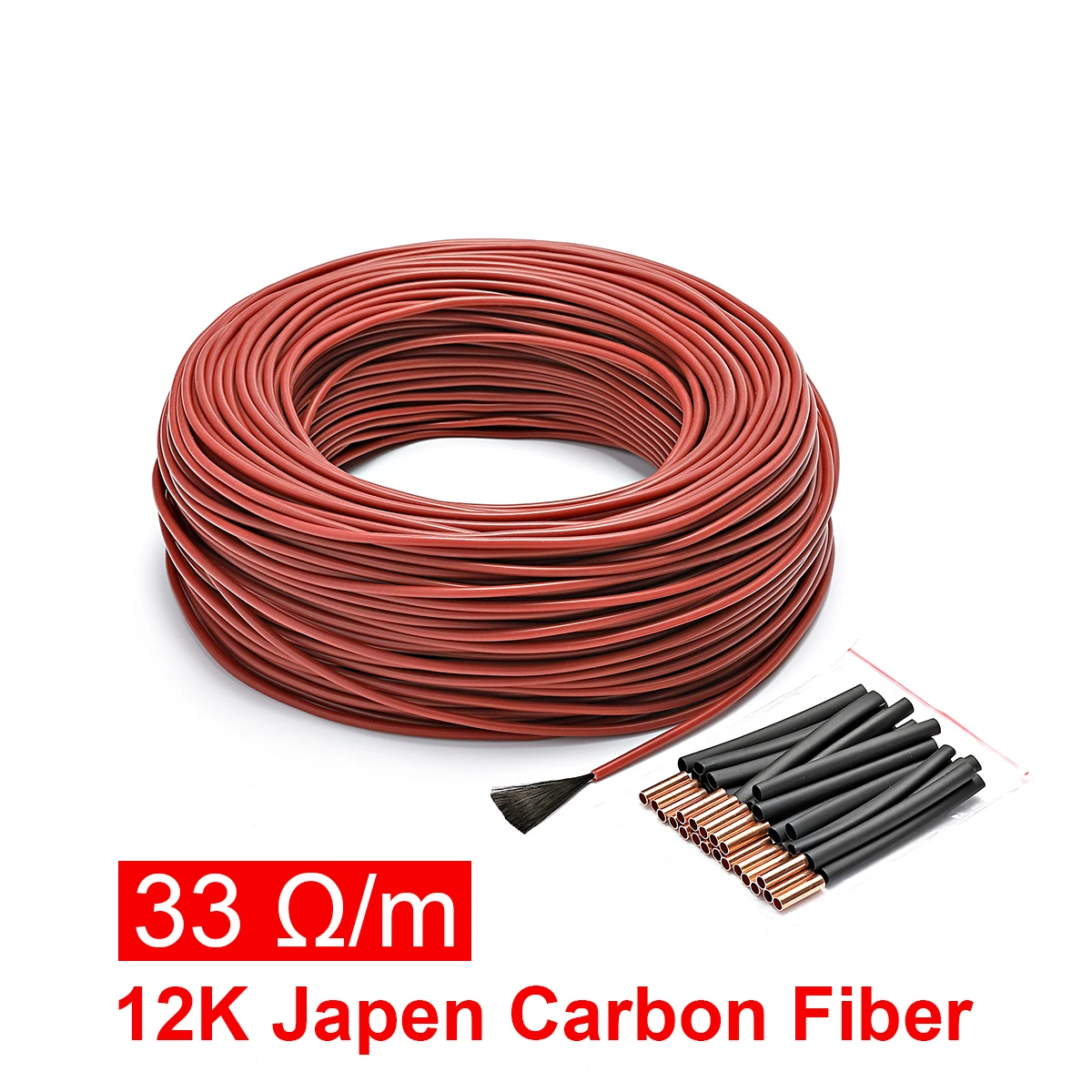 Cable calefactor de fibra de carbono de silicona, 12K, 33ohm, cable calefactor para suelo, cable calefactor eléctrico de alta calidad