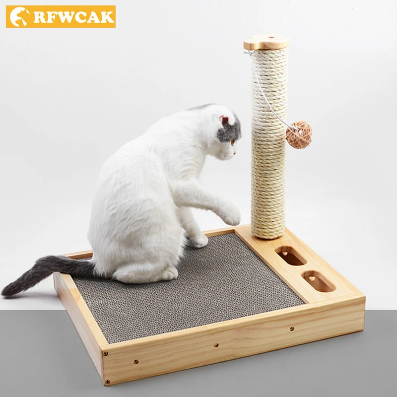 Rfwcak Kati Ahsap Kedi Tirmalama Panosu Sisal Tirmalama Sutunu Ile Topu Oluklu Kagit Pedi Kediler Taslama Tirnak Kaziyici Mat Evcil Hayvan Oyuncaklari Furniture Scratchers Aliexpress