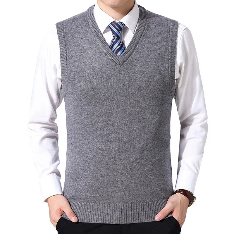 

Oeak 2019 Men Knitting Sweater Vest Solid Color Cashmere Sweaters Sleeveless Pullover Men V-Neck Slim Knitted Waistcoat Hombre