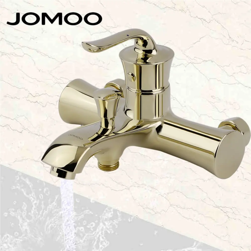 PVD фланцевый Золотой смеситель настенный для ванной JOMOO кран горячей и холодной