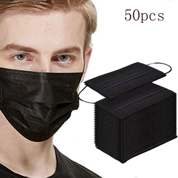 

3 Laye Black Mask dust protection Masks Disposable Face Masks Elastic Ear Loop Disposable Dust Filter Safety Mask Anti-Dust