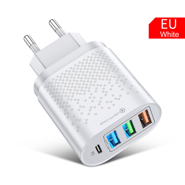 USB C Charger Type C Quick Charge QC 3.0 4 Port PD USB Charger Fast Charging For iPhone 12 Pro Max Macbook Travel Adapter