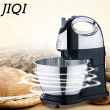 JIQI 4L Stainless Steel Bowl Electric Stand Food Mixer Egg Beater Cream Blender Handheld Whisk Cake Bread Dough Kneading Machine
