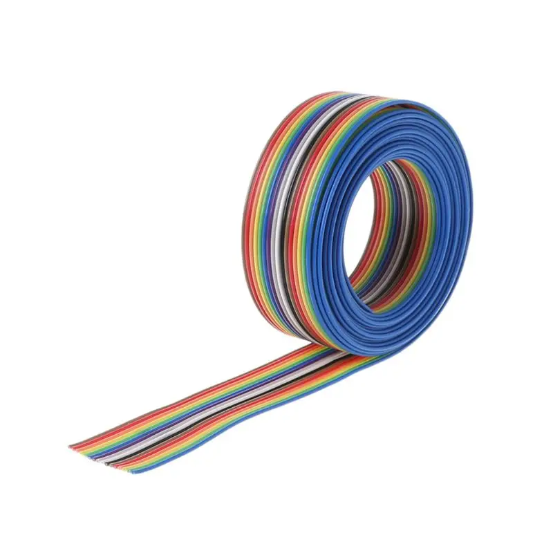 

2m 16 Pin Flat IDC Ribbon Extension Cable Rainbow DuPont Wire With 1.27mm Line Pitch Connect Wires