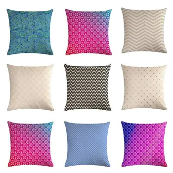 

45x45cm colorful mysterious pattern pillow cover linen honeycomb pattern cushion cover car chair sofa bed home decoration