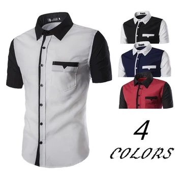 

Zogaa 2019 Men's New Short Sleeve Polo Shirts Male Slim Fit Shirts Man's Solid British Style Men Cotton Double Breasted Shirts