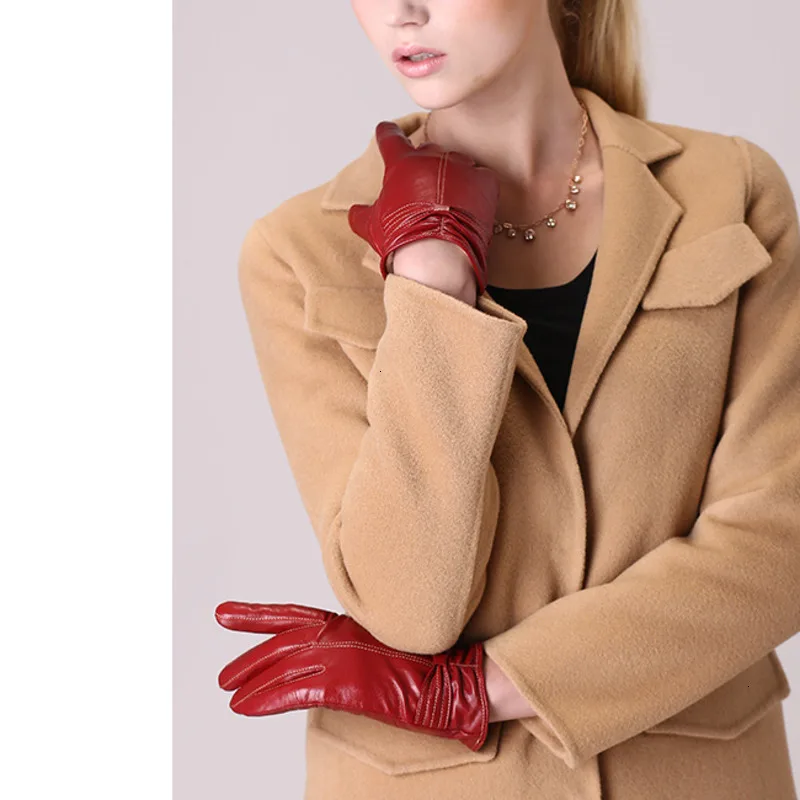 Перчатки женские из натуральной кожи черные перчатки Handschoenen теплые зимние Guantes Hiver Femme перчатки из овчины Rekawiczki Gant