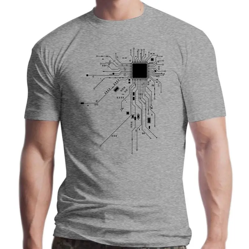 New CPU Processor Circuit Diagram T Shirt Men Summer Cotton T shirt Men
