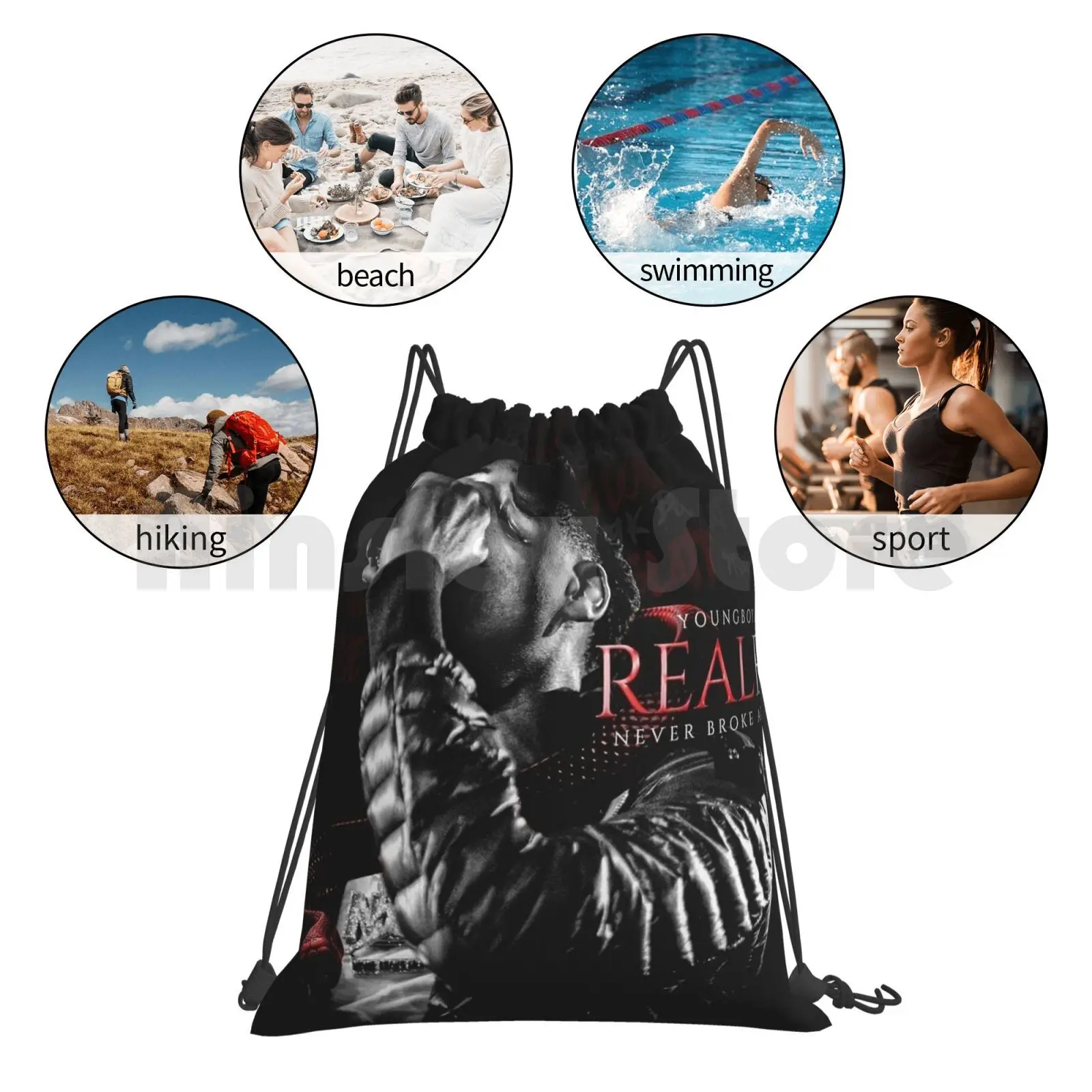 Youngboy Never Broke Again-Realer Backpack Drawstring Bags Gym Bag Waterproof Young Boy Never Broke Again Youngboy Realer images - 6