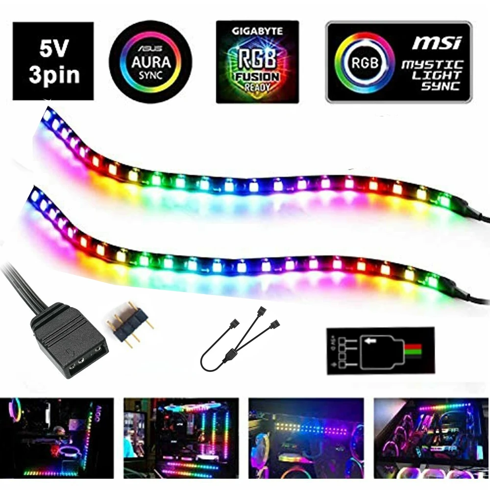 Led Strip Light With 3pin Rgb-header Software Control Lighting For Asus Aura Sync,msi Mystic Light Sync,for Pc - Led Strip - AliExpress