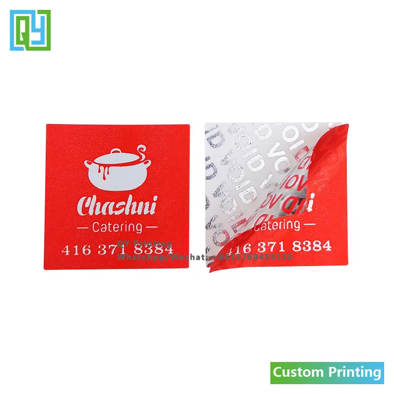 1000pcs 30x30mm 무료 배송 사용자 정의 로고 인쇄 실버 애완 동물 탬퍼 분명 Void 레이블 봉투 씰링 테이프 보안 스티커