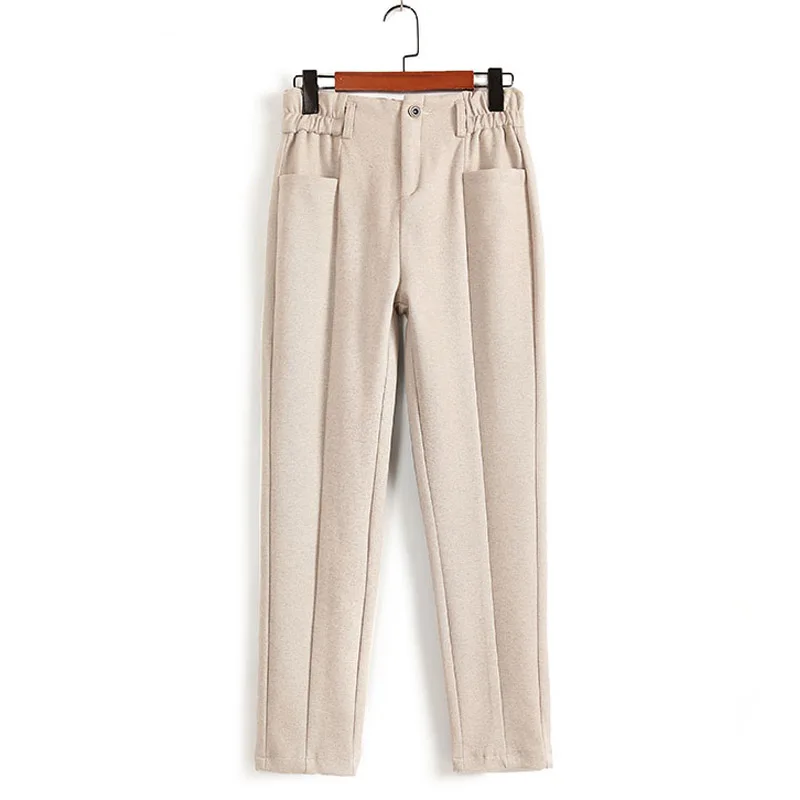 WQJGR осень-зима брюки женские длинные брюки с высокой талией женские - Цвет: Apricot