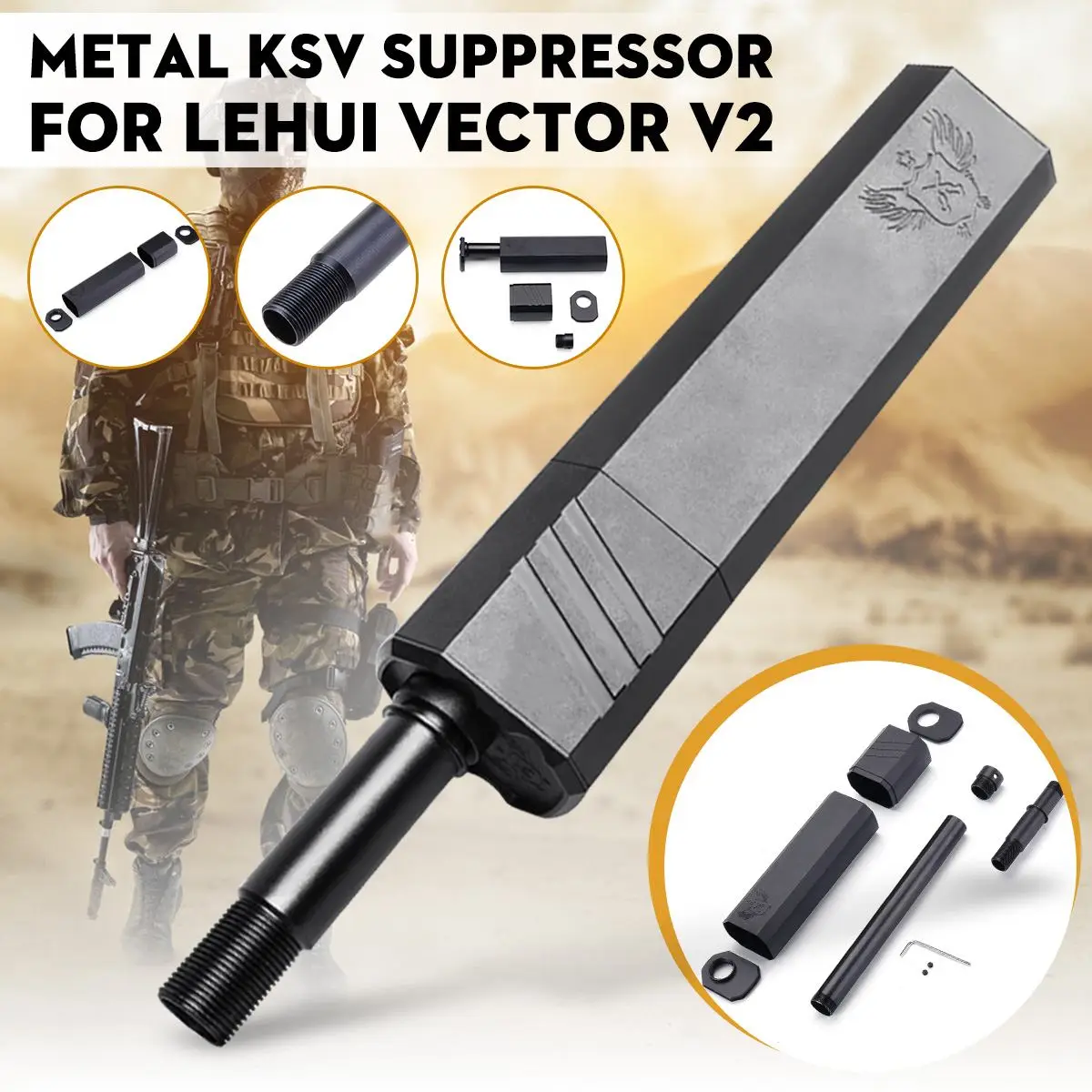 Tanie Metalowy czarny tłumik KSV do LeHui Vector V2 żel wodny piłka akcesoria zamienne