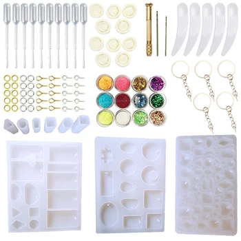 

DIY Pendant Jewelry Casting Molds, Silicone Resin Jewelry Molds Set DIY Making Tool Crafting Pendant Earrings