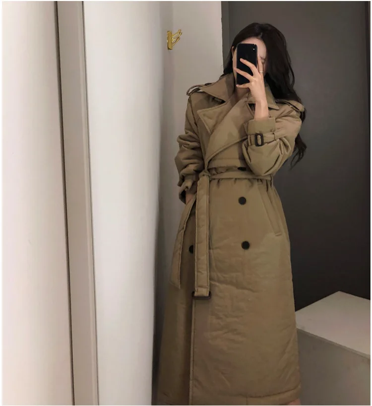 SuperAen двубортные хлопковые парки пальто женские корейский стиль новые зимние парки, пальто дикая теплая женская одежда