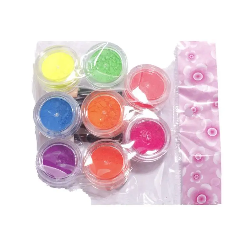 

8Pcs DIY Fluorescent UV Pigment Powder Black Light Reactive Luminous Pigment Kit 1 gram one box