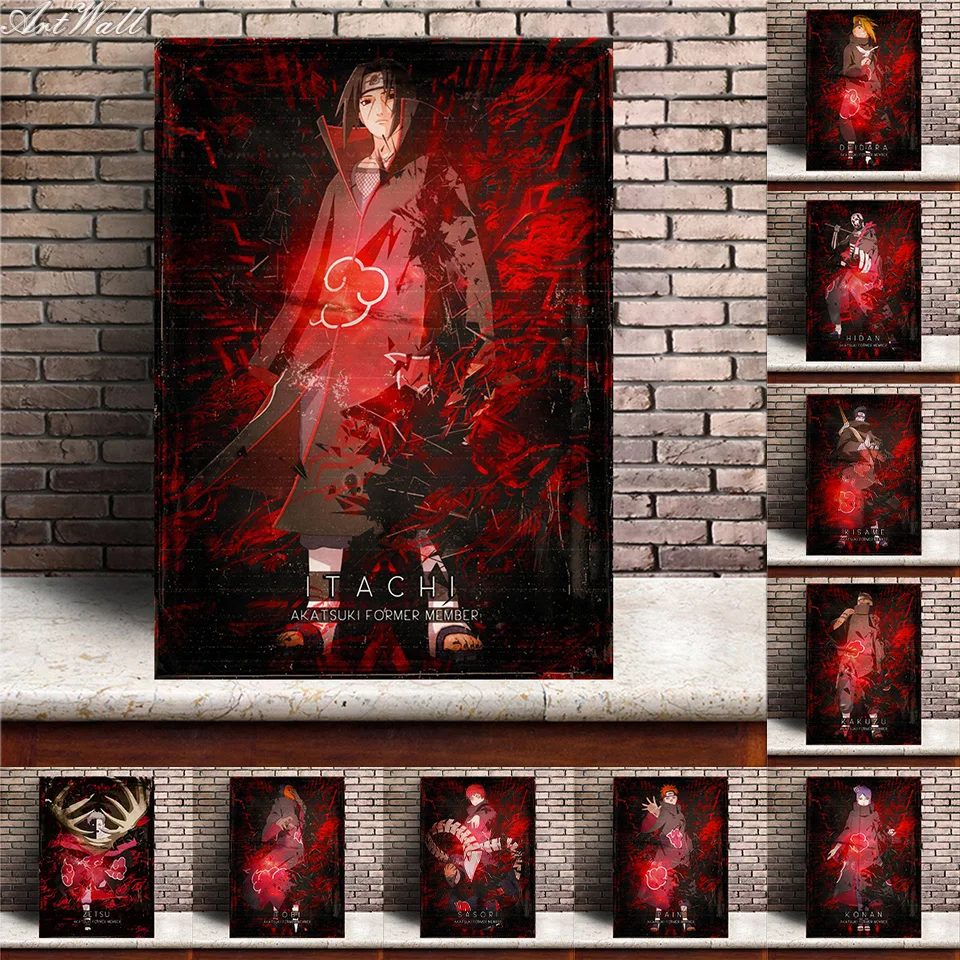 

No Frames Naruto Anime Poster Akatsuki Members Itachi Wall Picture for Living Room Decor Canvas Artwork Painting Home Decor Gift