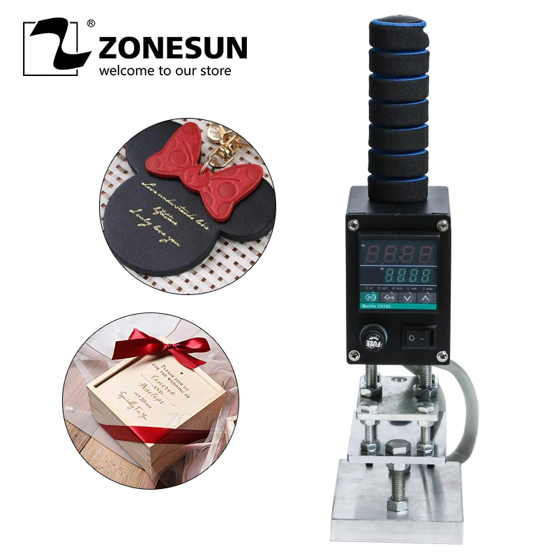 Heat-Press-Machine Stamp ZONESUN Hot-Foil Handheld Branding for Skin Wood Paper Emboss-Tool