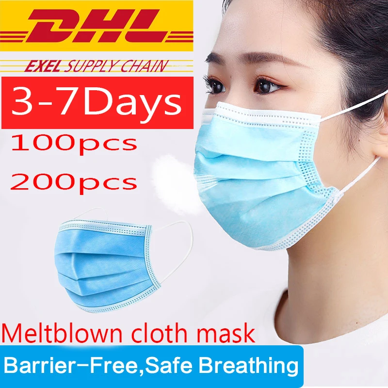 

dhl ship Anti-Pollution 3 Laye Meltblown Cloth dust protection Bacteeria Proof Mask Dust Filter Safety Mask Disposable Face Mask