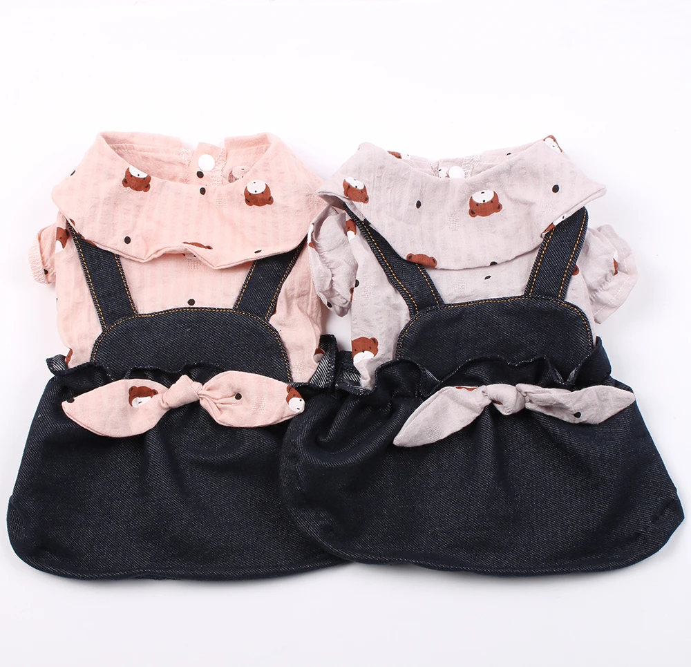 Dog Cat Dress Shirt Bears Floral Design Cat Puppy T shirt Spring/Summer