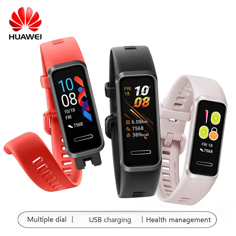 Смарт-браслет Huawei Band 4 с USB зарядкой пульсометр шагомер Mutial Dial носимые устройства