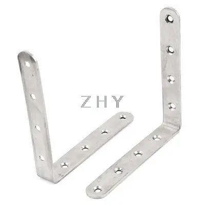 

2 Pcs 125x125mm 90 Degree Right Angle Bracket Shelf Support Silver Tone