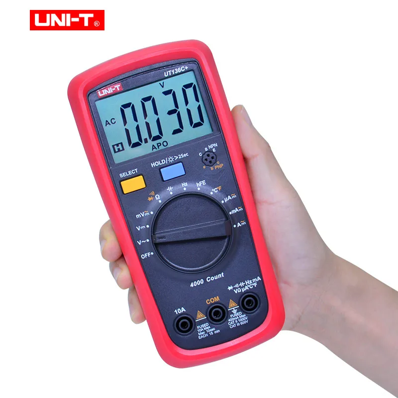 Beste UNI T UT136B + UT136C + Multimeter Digitale multimeter tester AC DC Voltmeter Amperemeter Ohm capaciteit HFE Diode transistor tester
