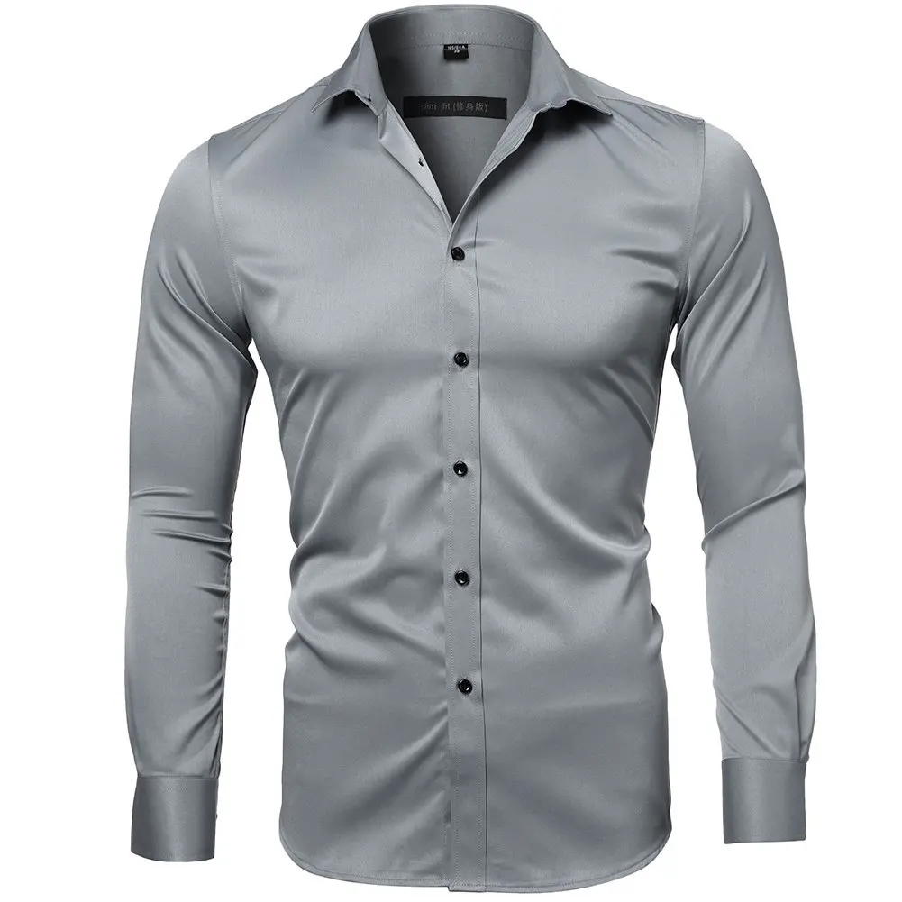 Mens Hot Sale Autumn Business Solid Color Long Sleeve Shirt Cardigan Lapel men shirts shirt long sleeve | Мужская одежда
