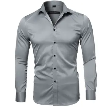 

Mens Hot Sale Autumn Business Solid Color Long Sleeve Shirt Cardigan Lapel men shirts shirt long sleeve