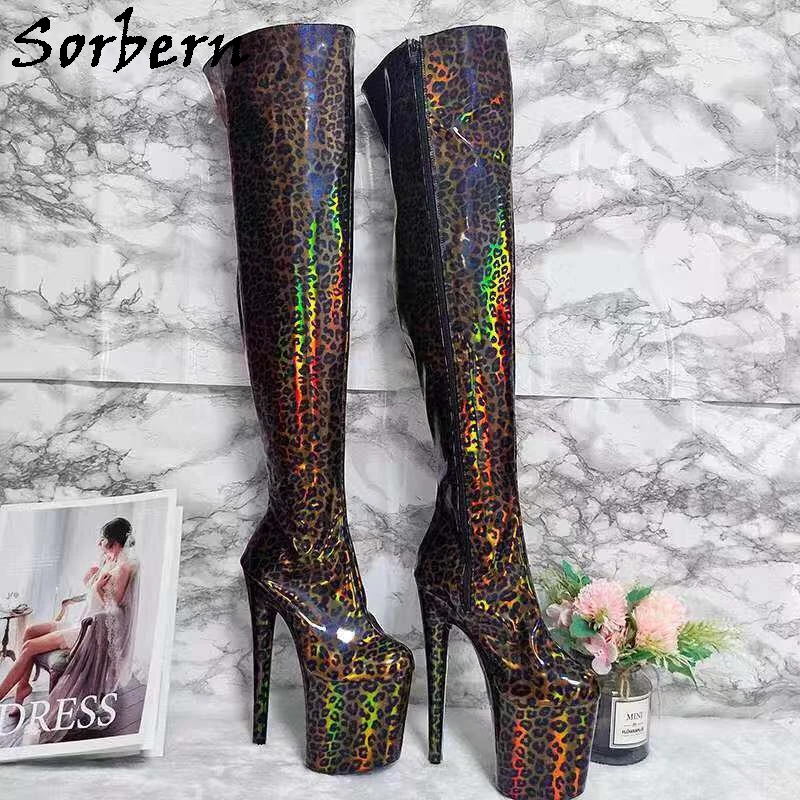 leopard knee high boots