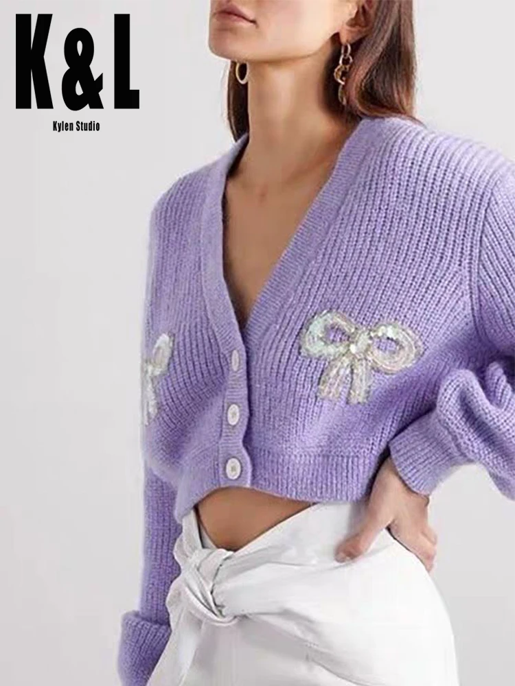 Purple v neck cardigan Clearance