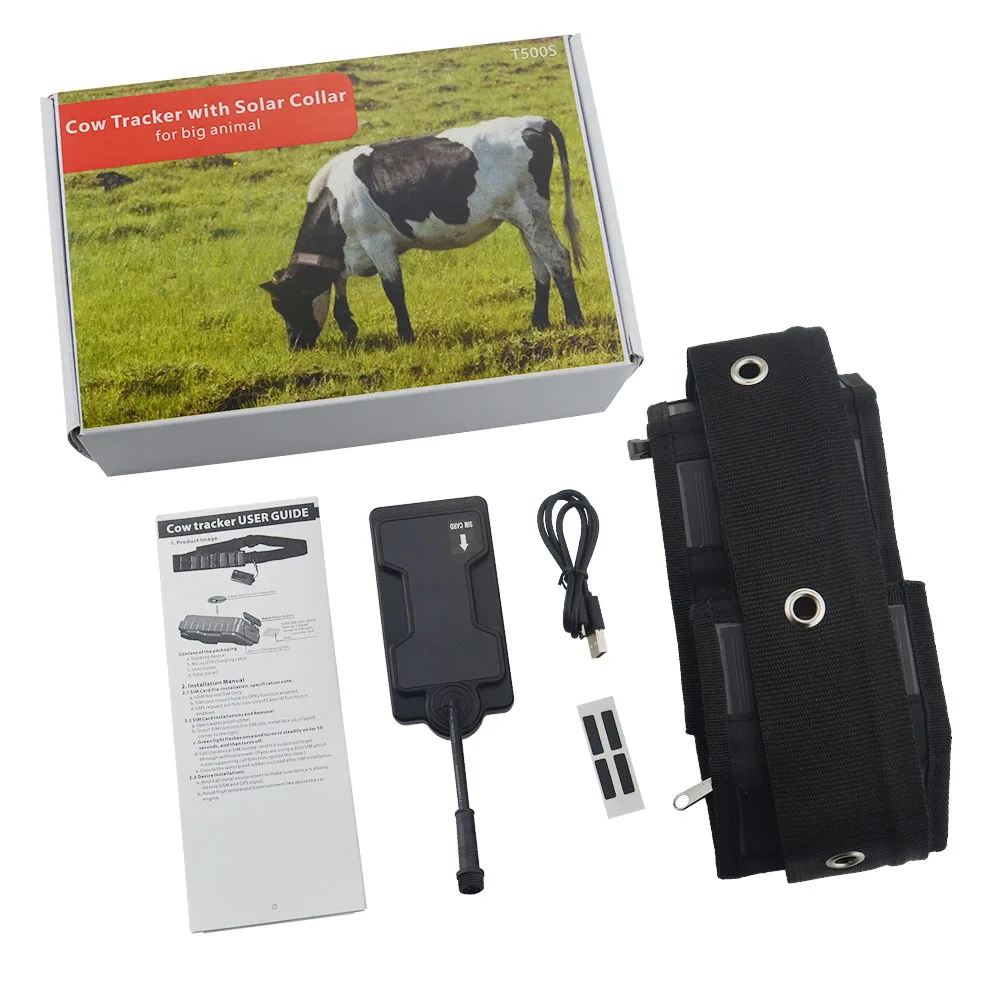 Gps трекер T500S 5000 мАч для больших домашних животных коровья лошадь Большие Животные водостойкое устройство слежения с солнечными панелями - Цвет: with box
