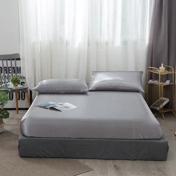 

Solid Colored Mattress Cover Simulation Silk Mattress Protection Bugs Twin Elastic Cover Queen Pad King Bed Mites Anti Size Beds
