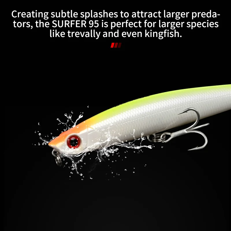 BLUX SURFER 95 Topwater Popper Pencil Surface Walker Fishing Lure - Walk The Dog Artificial Saltwater Bass Bait