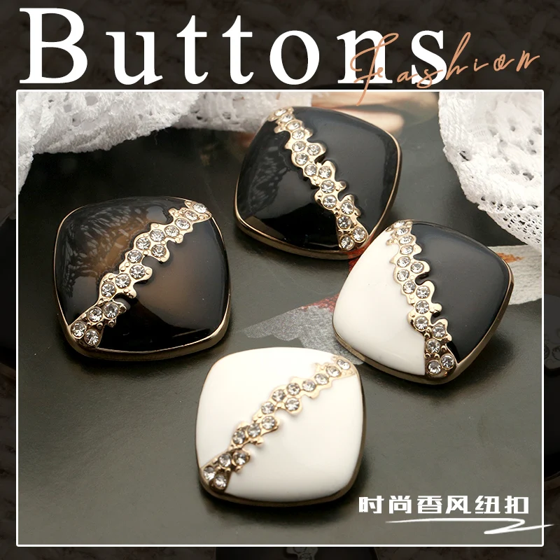 Dress Buttons for Clothing Square Decorative Metal Button on Clothes