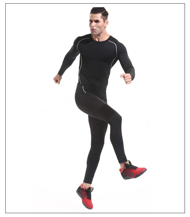 Mens Compression Running Tight Shirts Male Breathable Long Sleeve Basketball Fitness Quick Dry Sport Gym Training T-shirts