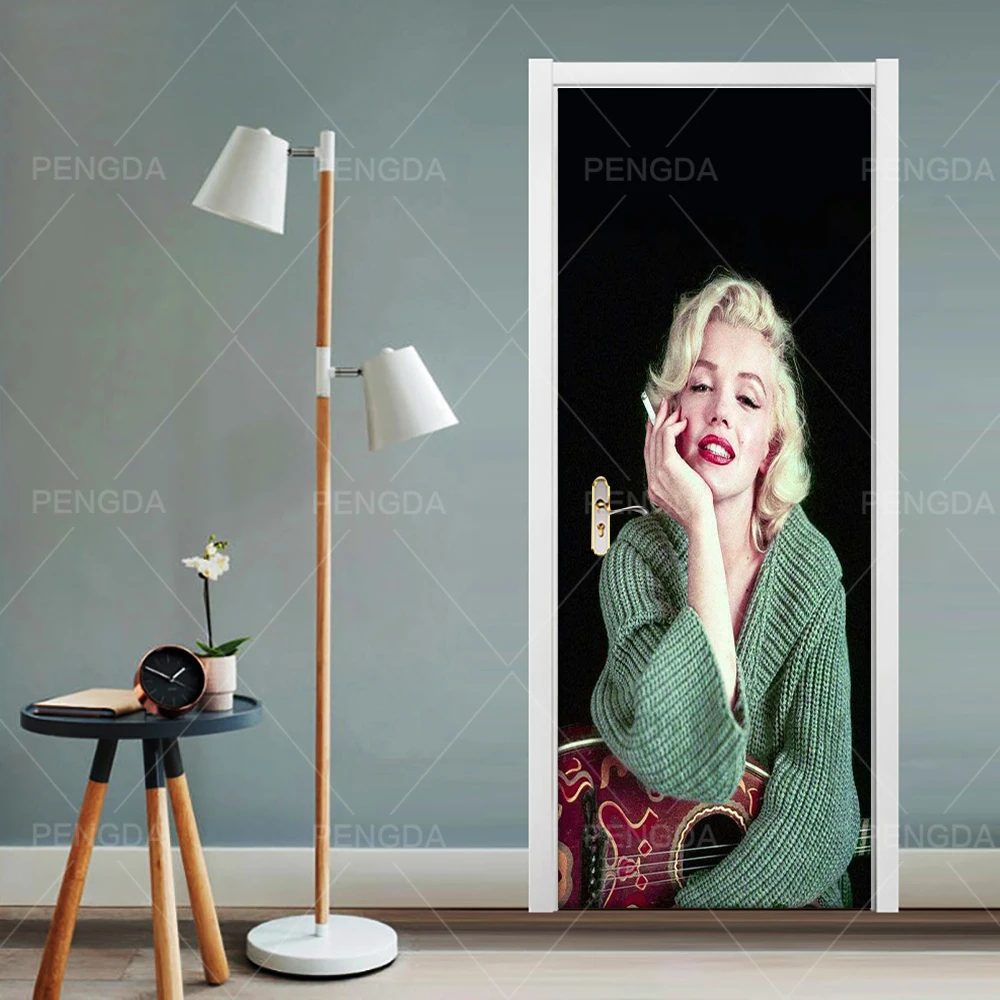 

3D Sticker Color Bricks Pulling Sexy Girl Door Home Decoration Paste Self Adhesive Waterproof Wallpaper Print Artwork Pictures