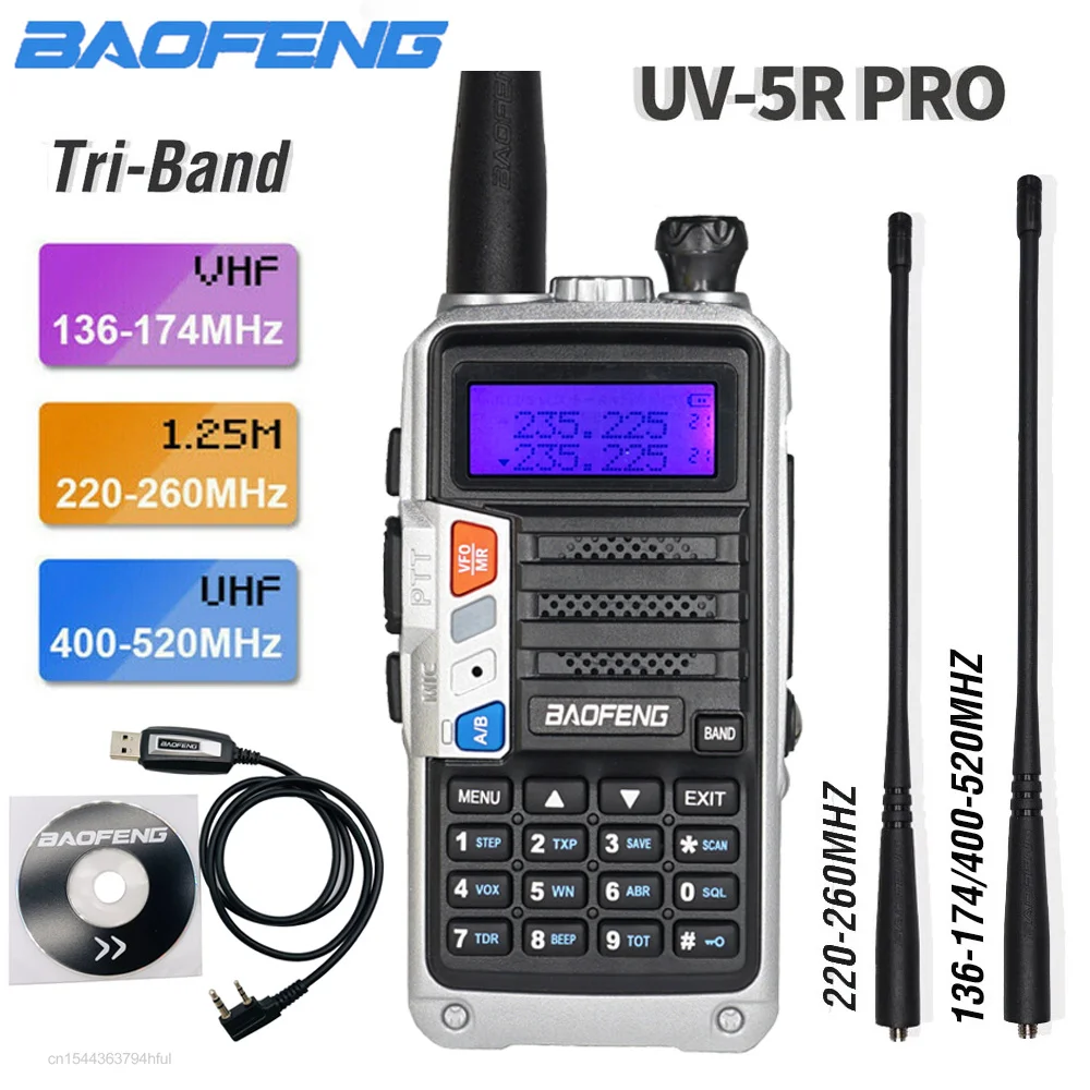 Baofeng UV-5R Pro Tri Band 220-260MHz VHF UHF 2 Way Radio Powerful Handheld Transceiver With Dual Antenna Walkie Talkie UV5R | Мобильные