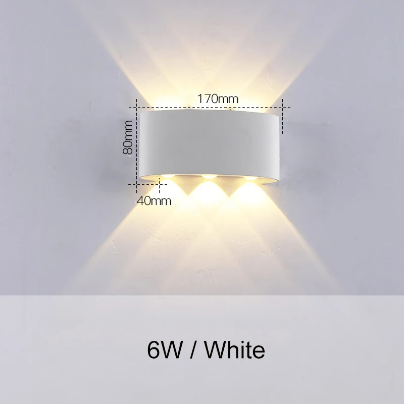 6W White Крытый 2 Вт 4 Вт 6 Вт 8 Вт 12 Вт светодиодный настенный светильник AC100V/220 В Алюминиевый Декоративный Настенный бра спальня светодиодный настенный освещение для помещений и улицы ZBW0010 - Цвет абажура: 6W White