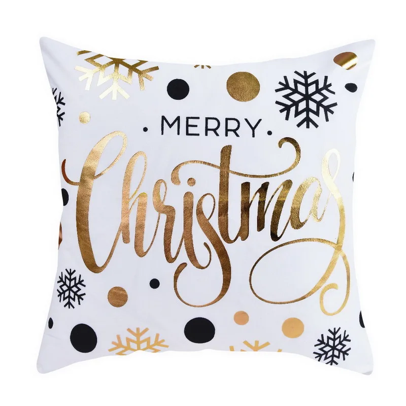 45x45cm Merry Christmas Pillow Cover Christmas Decorations for Home Cotton Linen Cushion New Year Party Navidad Xmas Gift